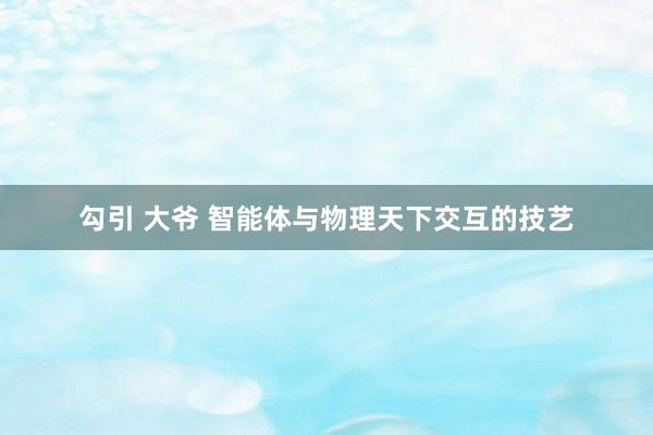 勾引 大爷 智能体与物理天下交互的技艺