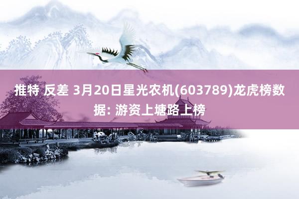 推特 反差 3月20日星光农机(603789)龙虎榜数据: 游资上塘路上榜