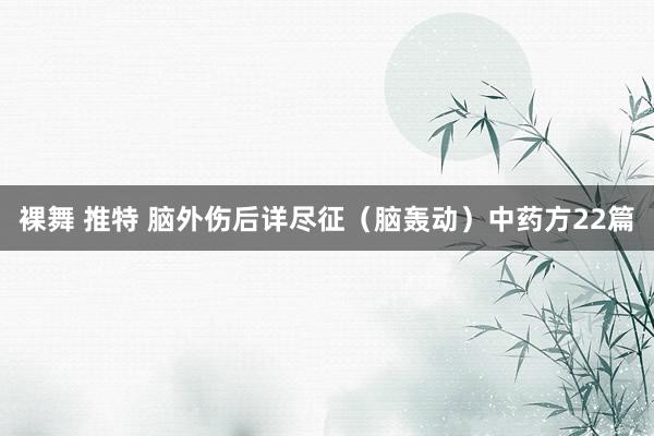 裸舞 推特 脑外伤后详尽征（脑轰动）中药方22篇